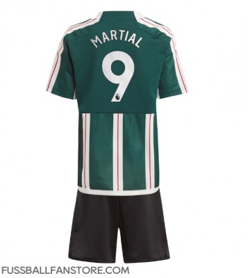 Manchester United Anthony Martial #9 Replik Auswärtstrikot Kinder 2023-24 Kurzarm (+ Kurze Hosen)